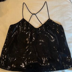 NWT Le Lis sequin cami in black